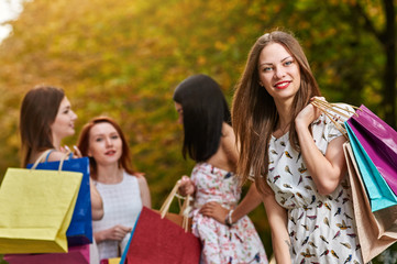 Shopping woman with friends