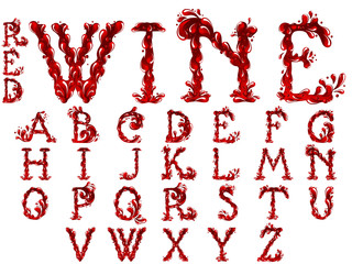 Red Wine letters set