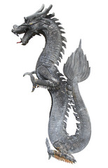 Naklejka premium Dragon statue on white background
