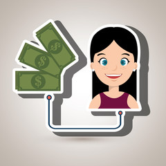 woman and bills isolated icon design, vector illustration  graphic 