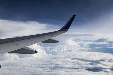 View of clouds from a airplane window