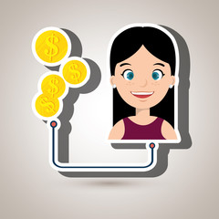 woman and currency isolated icon design, vector illustration  graphic 