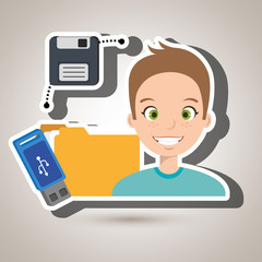 people with drive and usb isolated icon design, vector illustration  graphic 
