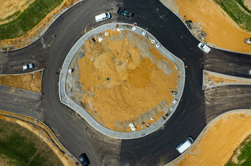 New road construction site aerial view