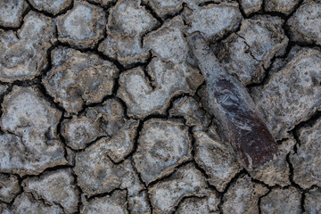Background of dry cracked soil dirt or earth during drought