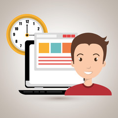 man and computer isolated icon design, vector illustration  graphic 