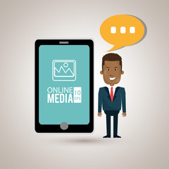 man with cellphone isolated icon design, vector illustration  graphic 