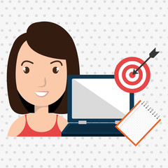 woman with computer  isolated icon design, vector illustration  graphic 