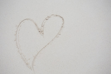 hearts drawn on the sand of a beach
