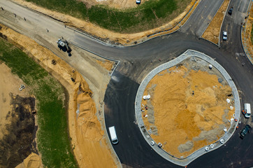 New road construction site aerial view