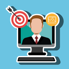 man with computer isolated icon design, vector illustration  graphic 