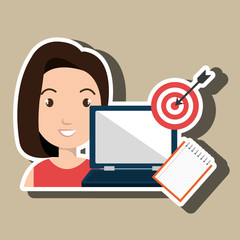 woman with computer  isolated icon design, vector illustration  graphic 