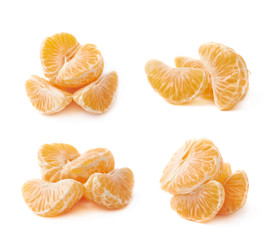 Multiple tangerine slices isolated