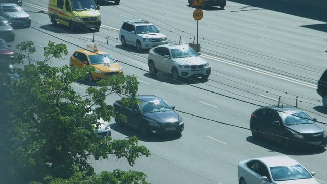 Car traffic jam on the highway