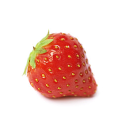 Single ripe red strawberry isolated