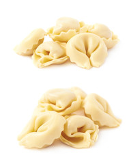 Pile of multiple ravioli isolated