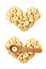 Heart shape made of ravioli