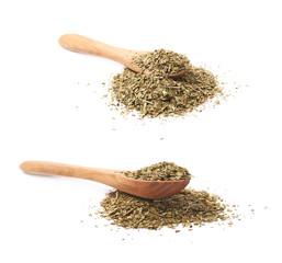 Pile of dry mate tea isolated