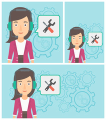 Fototapeta premium Technical support operator vector illustration.