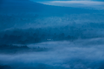 fog and cloud mountain valley sunrise landscape