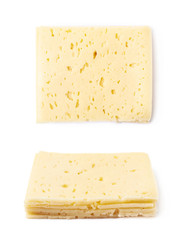 Pile of cheese slices isolated