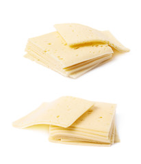 Pile of cheese slices isolated