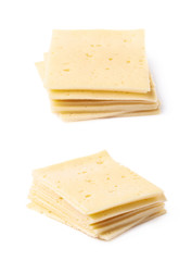 Pile of cheese slices isolated