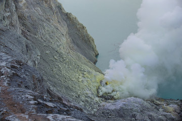 Kawah Ijen Volcano in East Java , Indonesia