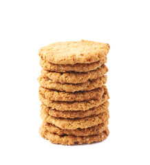 Pile stack of oatmeal cookies isolated