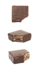 Chocolate waffle candy bar isolated