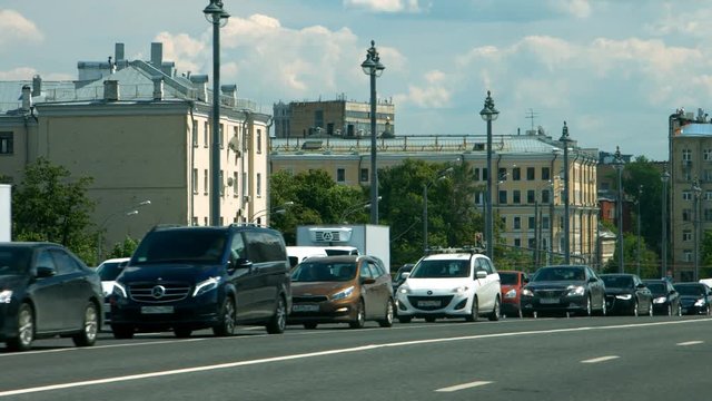Car traffic jam on the highway