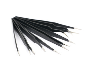 Black tweezers tool isolated