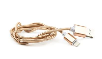 Fototapeta premium Folded USB lightning cable isolated