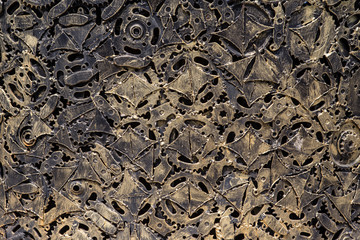 handicraft metal artwork from used spare parts background