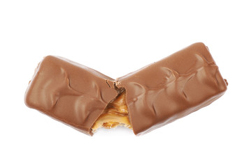 Caramel chocolate bar isolated