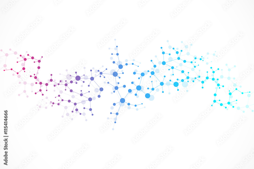 Wall mural structure molecule and communication dna, atom, neurons. science concept for your design. connected 