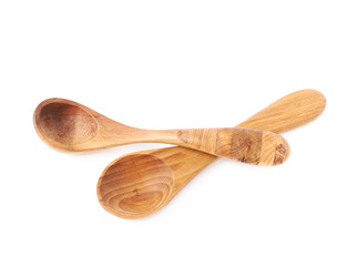 Wooden serving spoon isolated