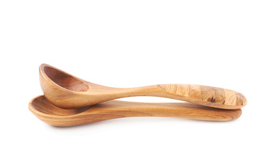 Wooden serving spoon isolated