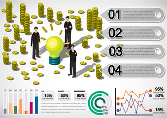 illustration of info graphic money equipment concept in isometric 3D graphic