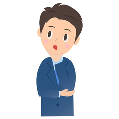 Fototapeta premium 考えるビジネスマン、男性会社員のイラスト素材