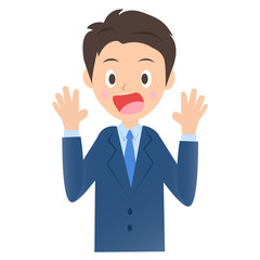 驚くビジネスマン、男性会社員のイラスト素材