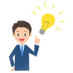 閃くビジネスマン、男性会社員のイラスト素材