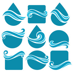 Set of water design elements, signs,  icons, logo elements and s