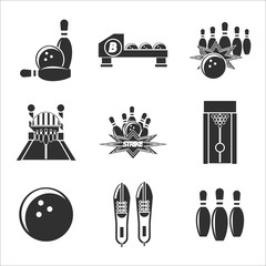 bowling icon set