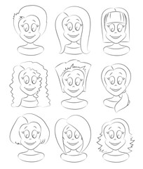 Fashion female avatars. Hairstyles