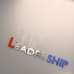 3D rendering of Word LEADER SHIP Isolated on gray background