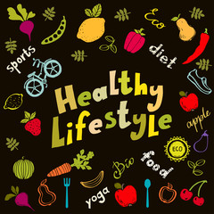Healthy lifestyle icons set isolated
