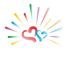 Obraz premium Logo of hearts with beams. 