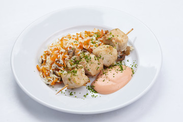 chicken kebab with rice