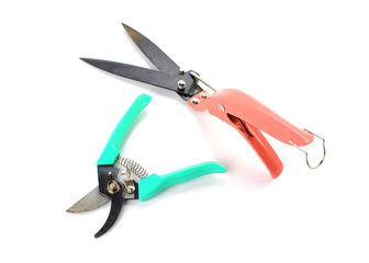 gardening secateurs for cutting branches isolated on white background